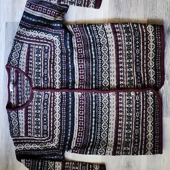 VNTG Skyr Womens 100% Wool Fair Isle CottageCore Cardigan Sweater Multicolor 2XL - Picture 3 of 14